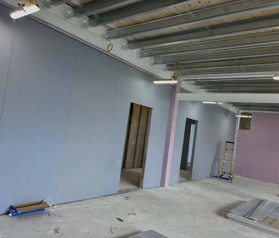 MF ceiling channels & boarded walls