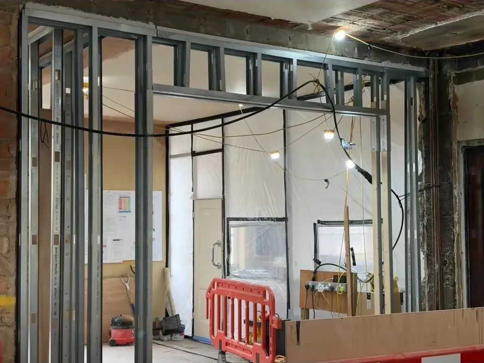Office layout set out in metal stud